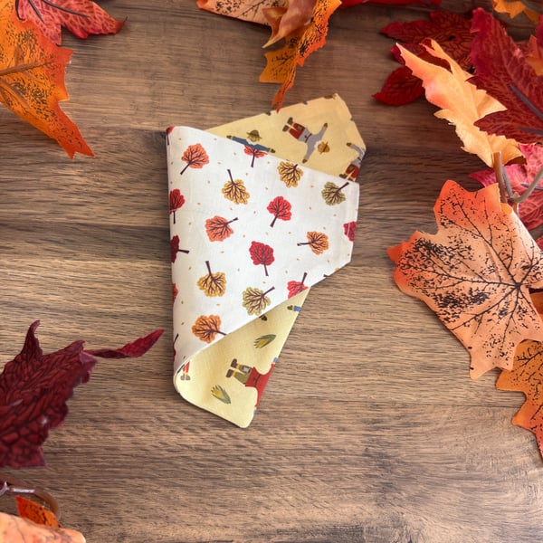 Fully Reversible Over the Collar Dog Bandana - Scarecrows and Trees