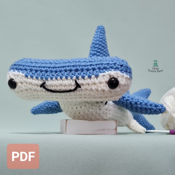 Hank the Hammerhead Shark Crochet Pattern, Hammerhead Shark Amigurumi Pattern