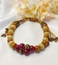 Wood Beaded Bracelet in Brown & Red