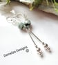 Designer Long Green Jadeite & Jade Sterling Silver Earrings ONE OFF PAIR  - Image 1