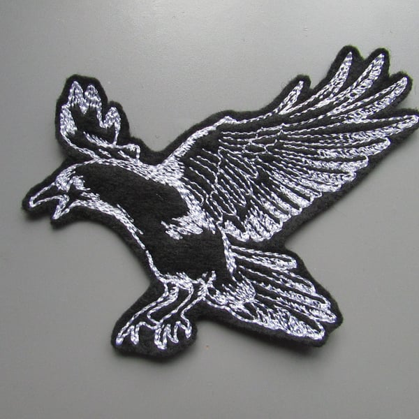 Raven Embroidered Sew on Applique Patch