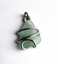 Frosted Green Cumbrian Sea Glass Pendant in Silver Aluminum