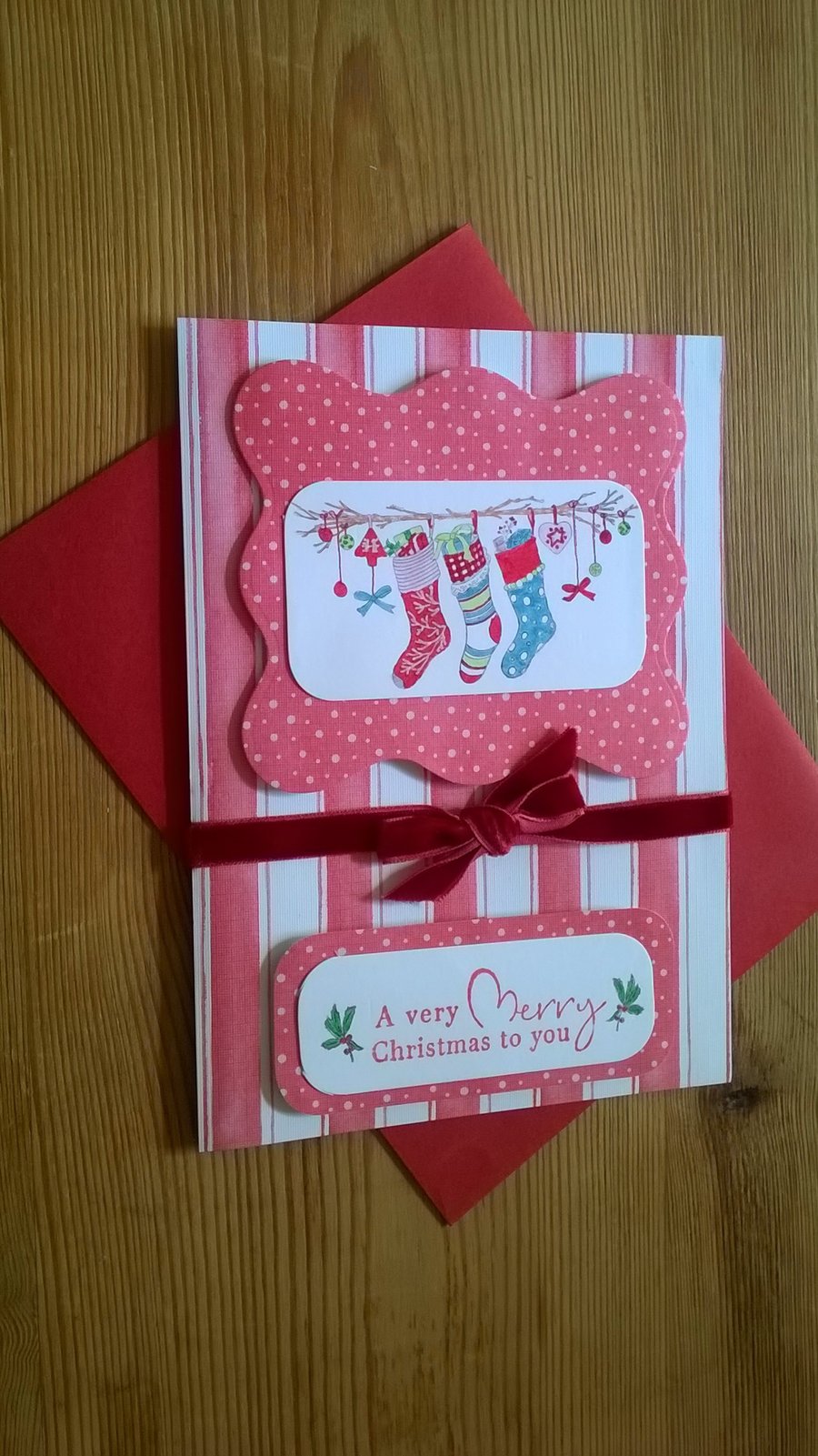Christmas Stockings Card in Red