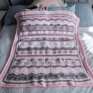 Pink Snowflake Crochet blanket, lap blanket 