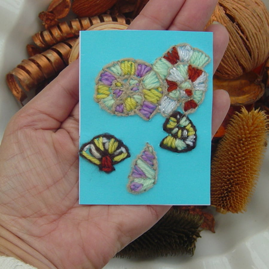 Japan Appeal Item:  Rainbow Fossils mixed media ACEO.