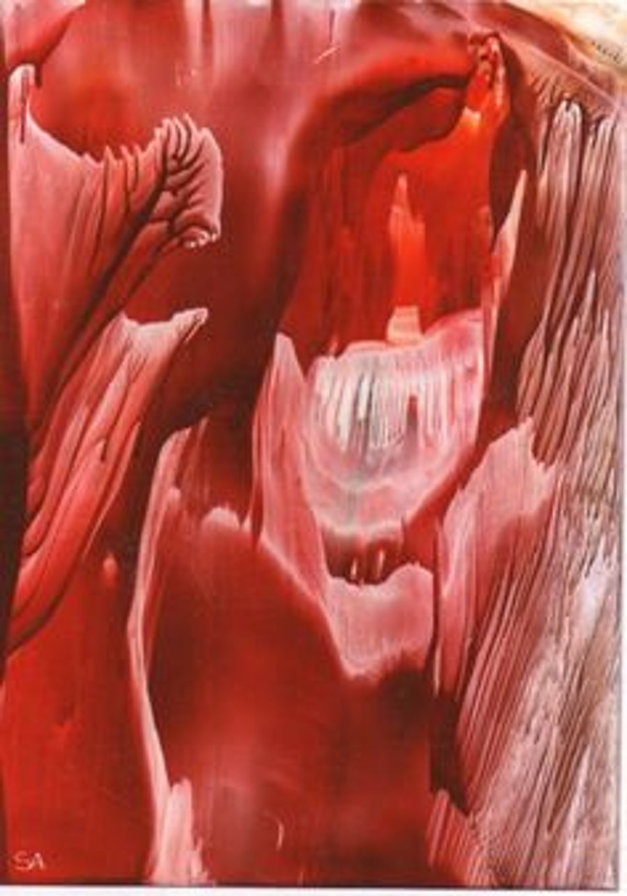 Red Waterfall original Encaustic Art Painting