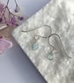 AQUAMARINE Dainty Wire Wrapped Earrings Sterling Silver March Birthstone - Image 2