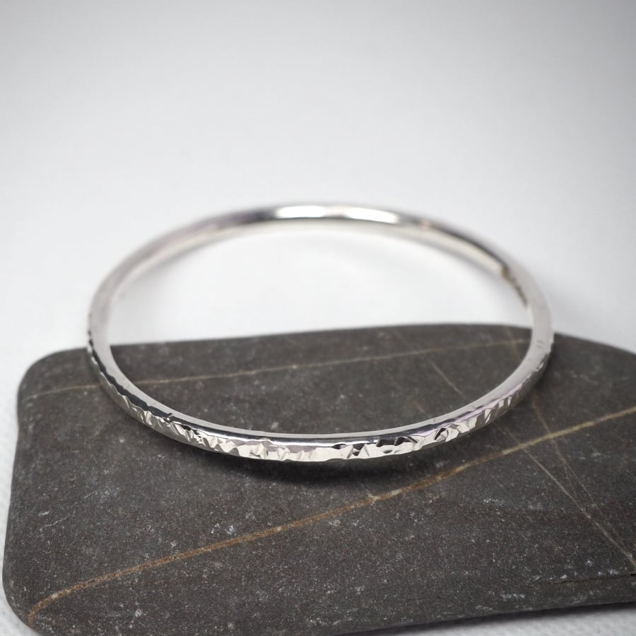 SMALL Hallmarked Petite Sterling Silver Bangle, Small Silver Bangle