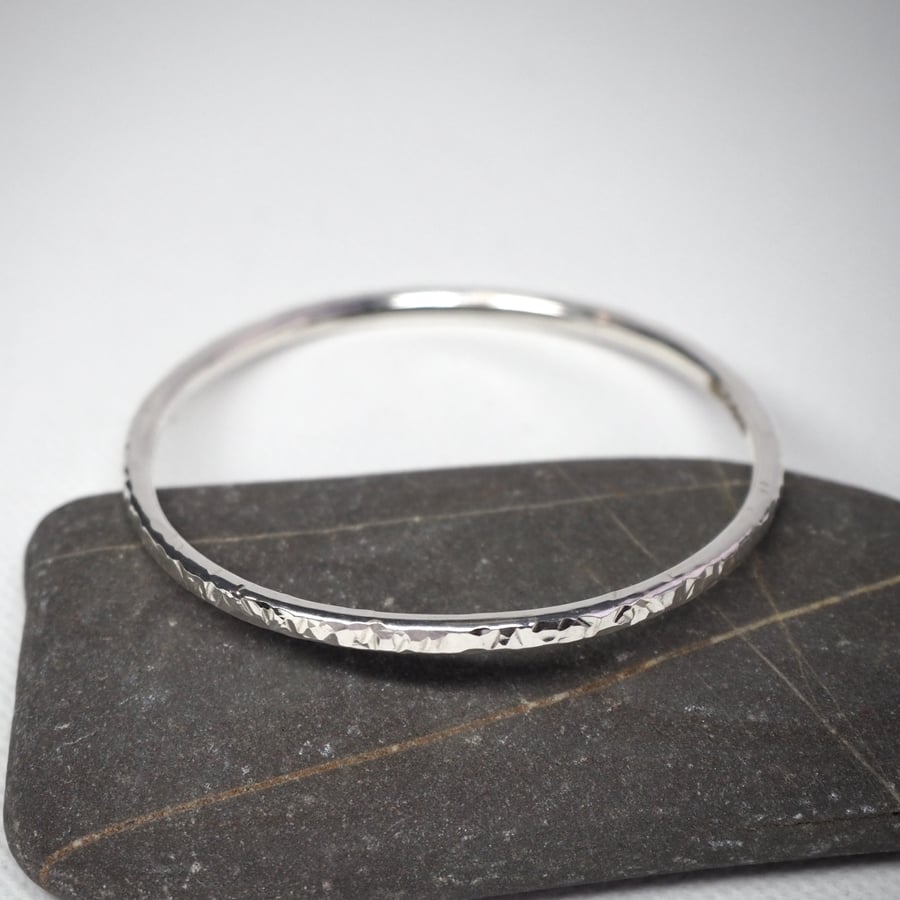 Hallmarked Petite Sterling Silver Bangle, Small Silver Bangle