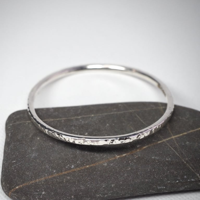 SMALL Hallmarked Petite Sterling Silver Bangle, Small Silver Bangle