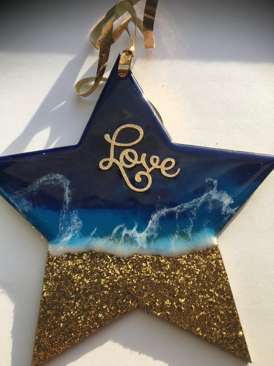 Christmas ornament, Coastal, Christmas dec oration, star, LOVE 