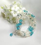 Faux Pearls & Light Blue Cracked Glass Bracelet