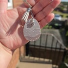 Hand-Painted Silver Ombre Wooden Keyring With Matching Tassel & Star Charm
