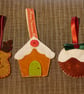 Festive felt decoration trio, Gingerbread house, Reindeer, Pudding - Image 6