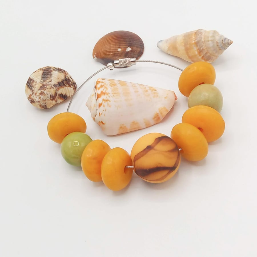 Mixed Bead Bracelet or Anklet on a Memory Wire Band, Gift for Her