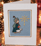 Handmade Cross Stitch Shepherd & Sheep Christmas Card – Traditional Religious 