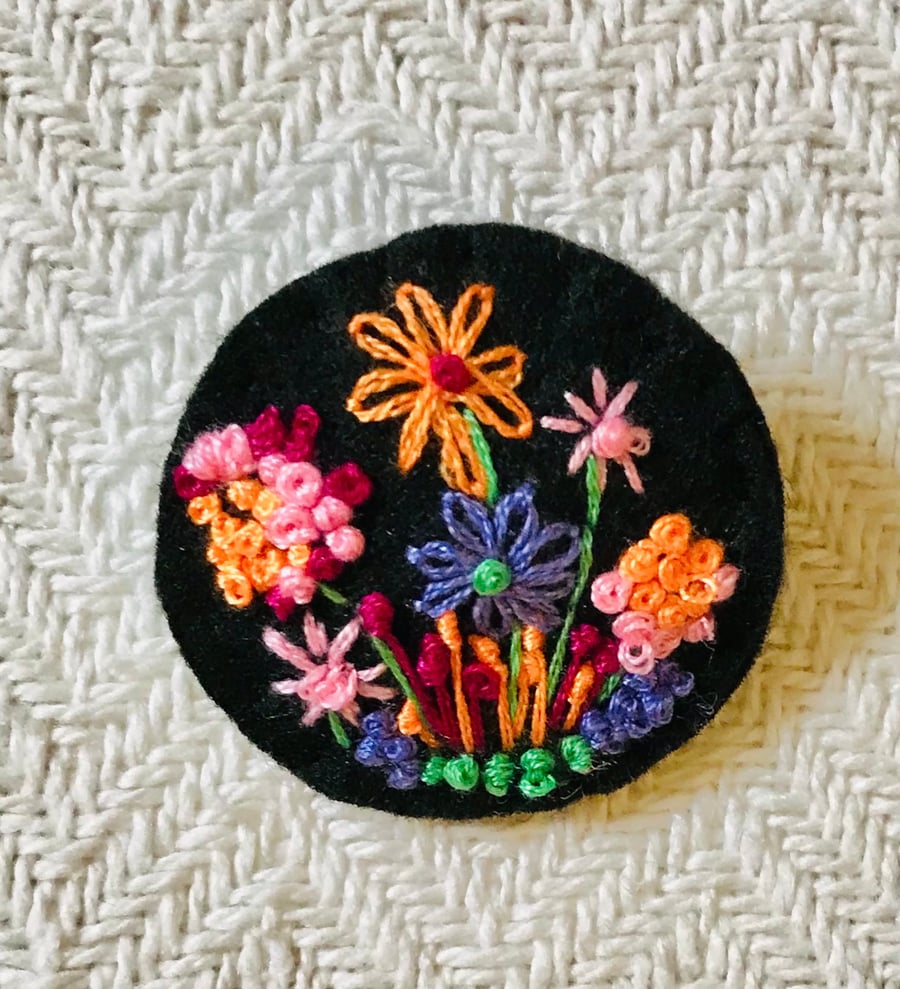 Embroidered brooch