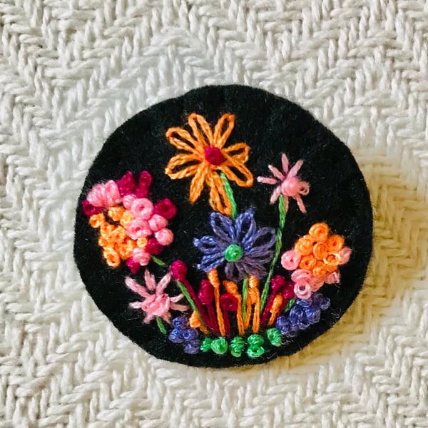 Embroidered brooch