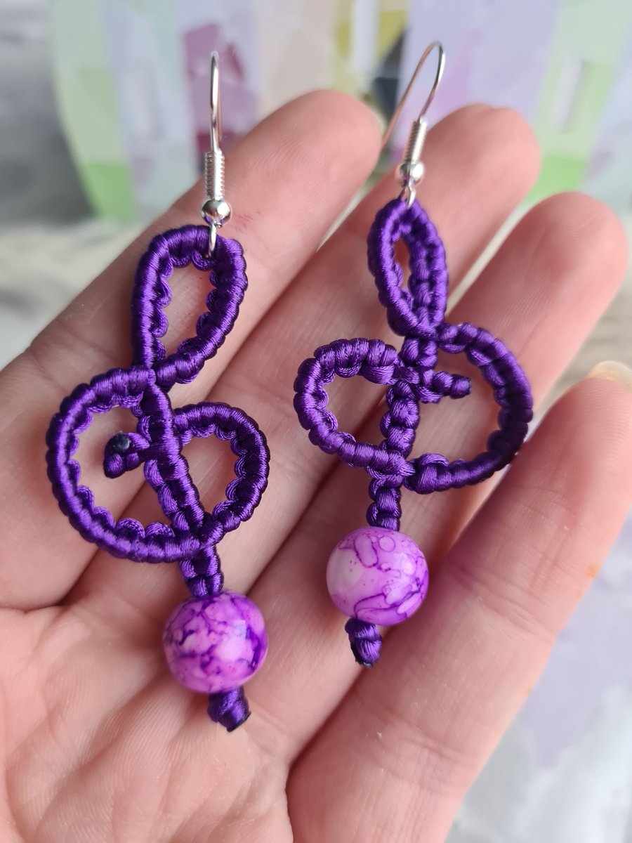Macrame sol key earrings 