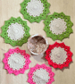 Handmade Crochet Flower Coasters Set of 6 with Basket - Image 7