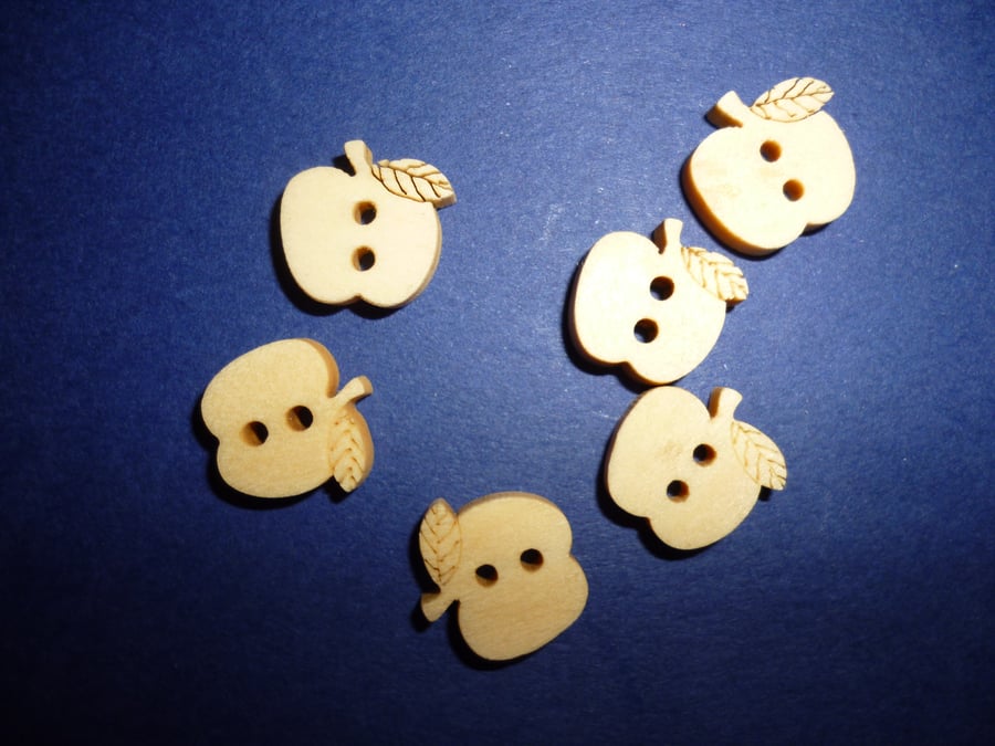 Wooden  little apple buttons  set of 6