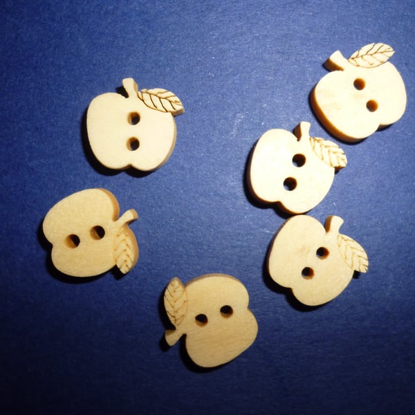 Wooden  little apple buttons  set of 6