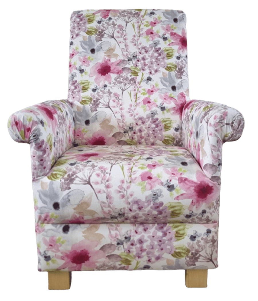 Kids Pink Floral Armchair Girls Chair Fryetts Felicity Fabric Lilac Flowers Seat