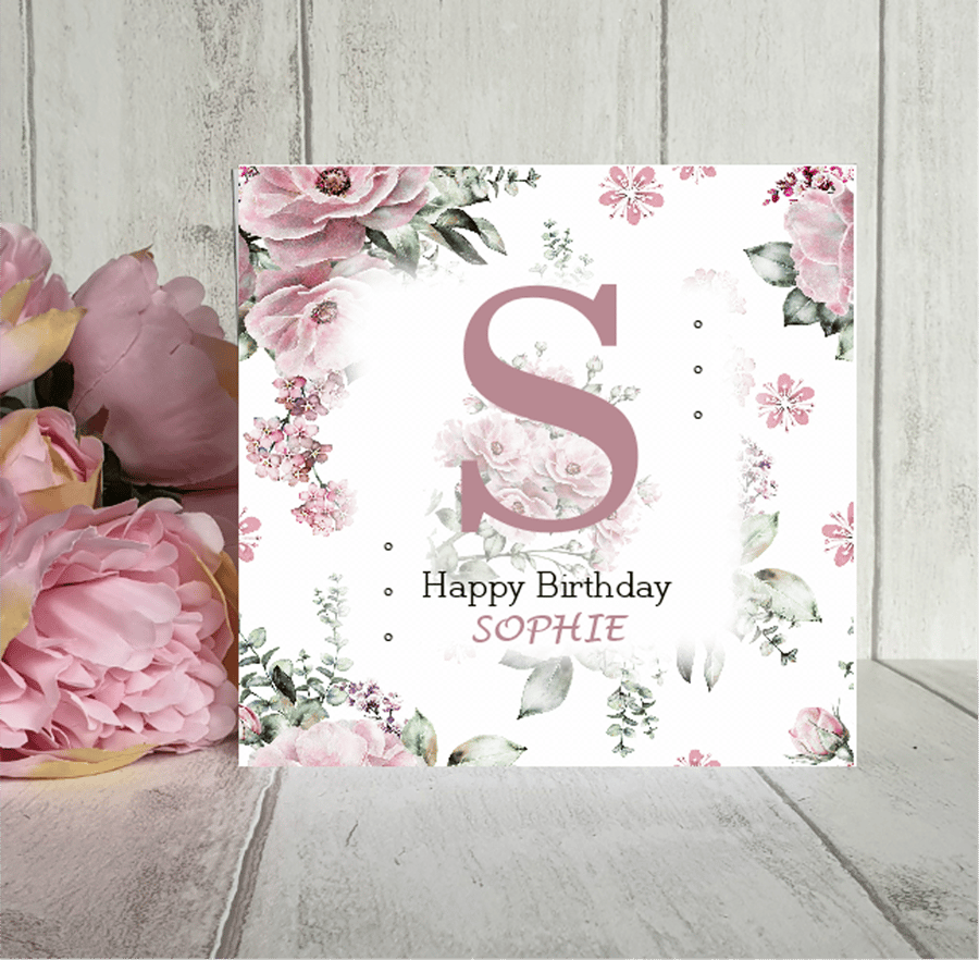 Personalised Floral Birthday Card. Mother's Day Card. Design 1