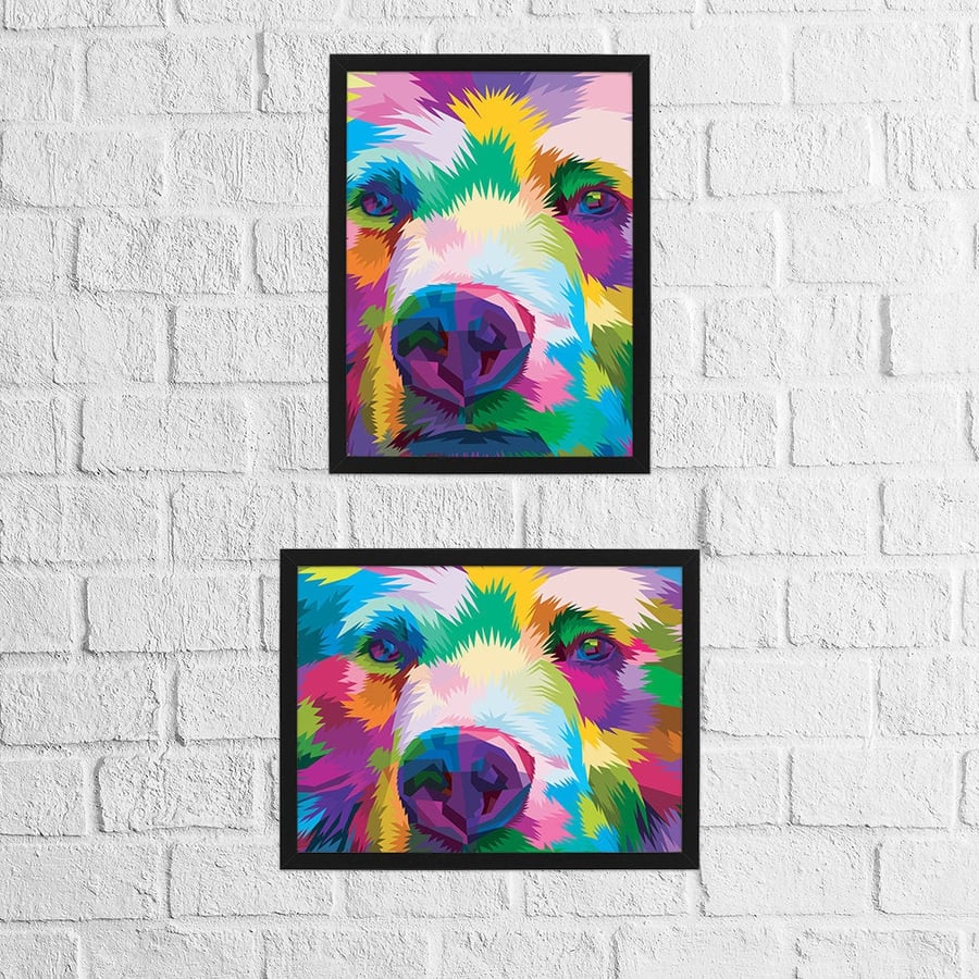 Bear geometric rainbow print
