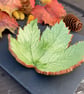 Handmade Clay Autumn Leaf Trinket Dish, Maple Green Home Decoration, Fall gift