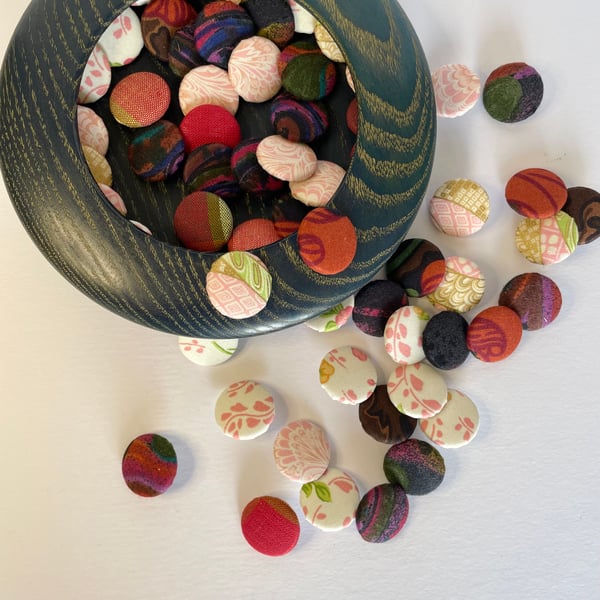 Pick and mix package of 10 hand covered buttons slight seconds - UK postage inc.