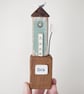 Tall Wooden Sea Hut with Clay Flower and Seagull 'Sea'