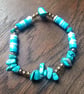 "Water" -  Stretchy crystal chip, bead and polymer clay fashion bracelet  - Image 1