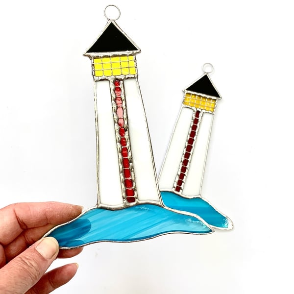 Stained Glass Lighthouse Suncatcher - Handmade Hanging Window Decoration