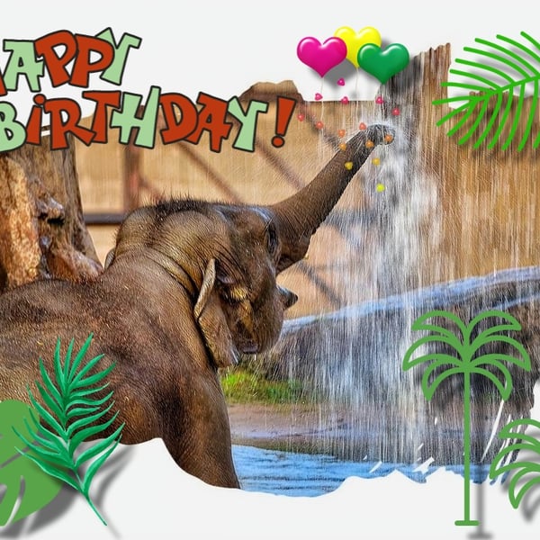 Baby Elephant Birthday Card 