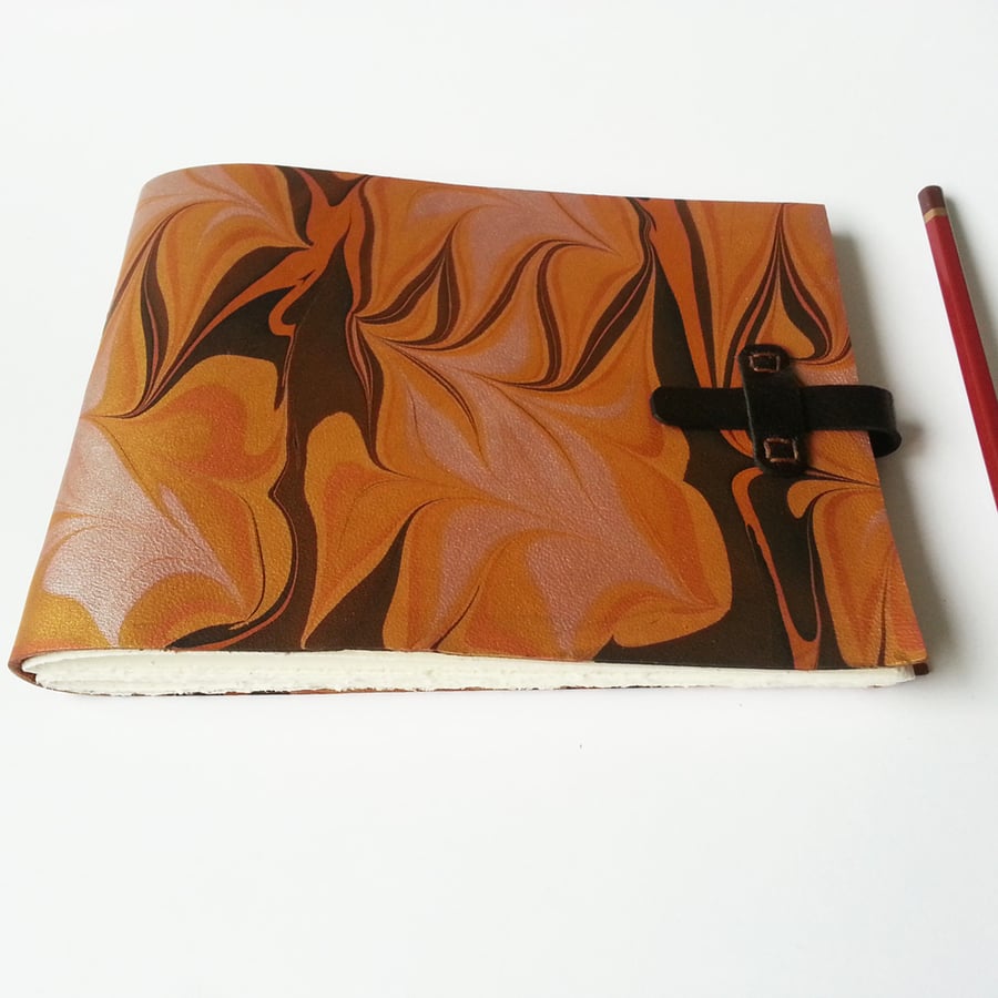 Marbled Leather Watercolour Sketchbook. Gifts for Artists