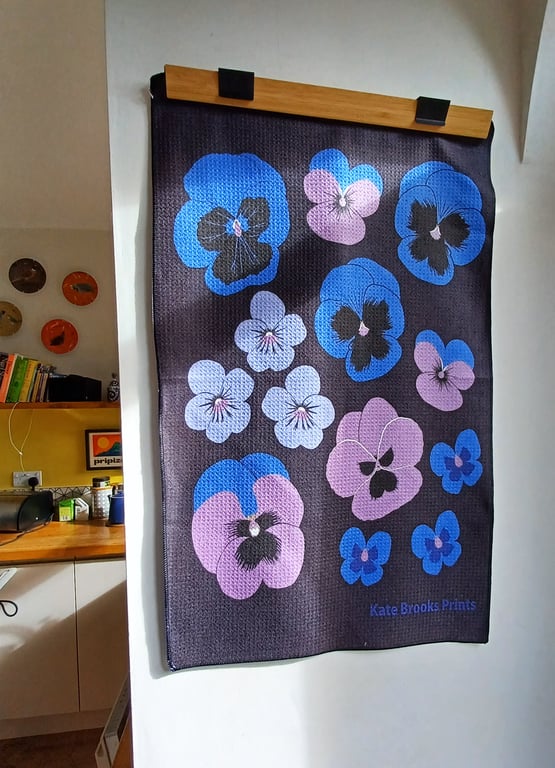 Purple Pansy tea-towel - Super Seconds Festival 