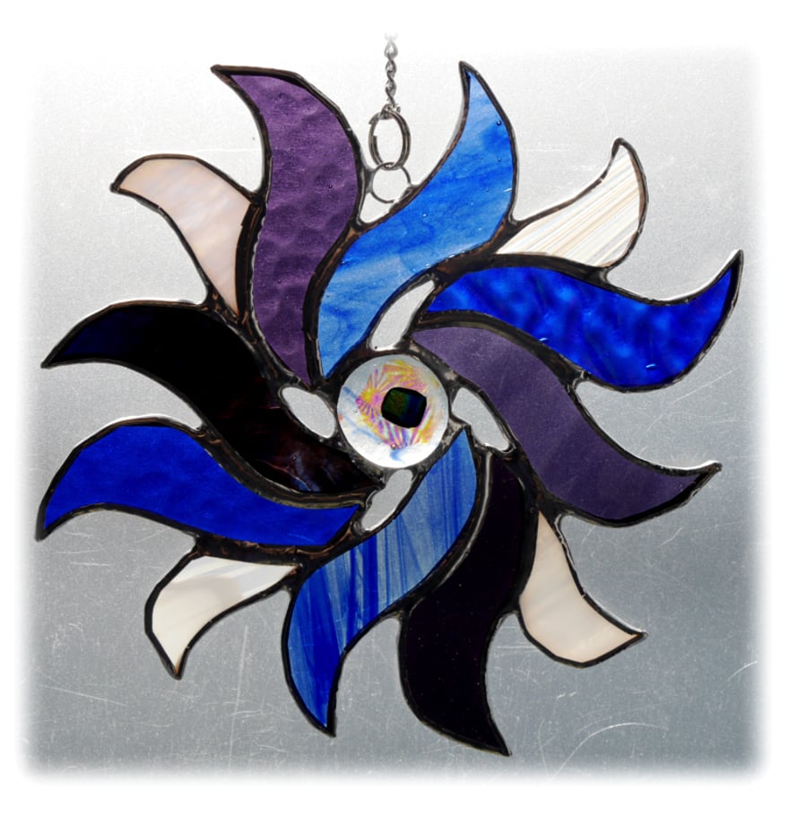 Whirlwind Suncatcher Stained Glass Dichroic Eye of the Storm