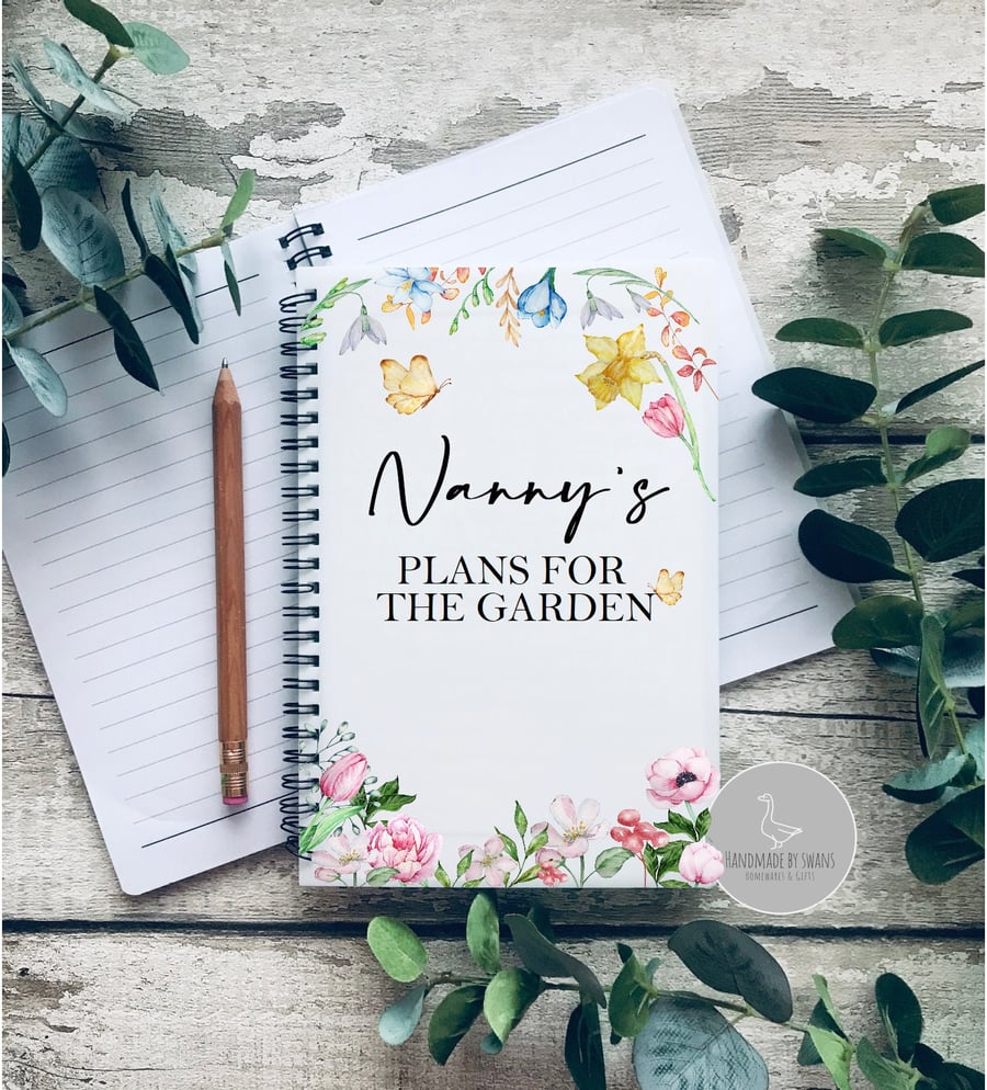 Personalised Notebook, floral notebook, gift for Mum, gift for women, Mum birthd