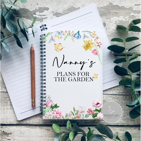Personalised Notebook, floral notebook, gift for Mum, gift for women, Mum birthd