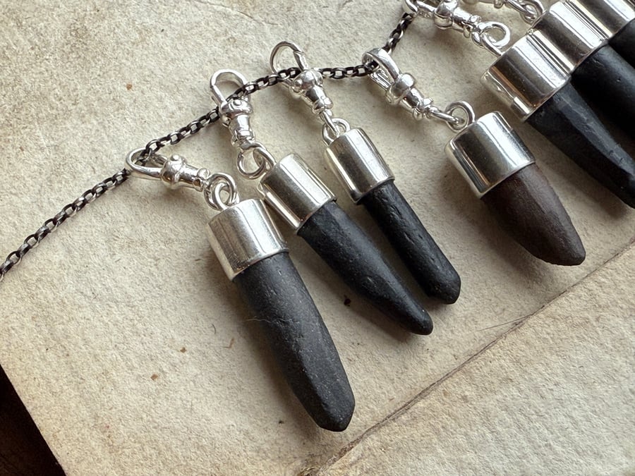Sterling Silver Antique Slate Writing Pencil Clip on Charm - Original Mudlarking
