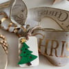 Set of 5 Wooden Christmas Gift Tags - Christmas Tree Design 