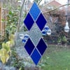 Diamond Stained Glass Suncatcher - Blue  