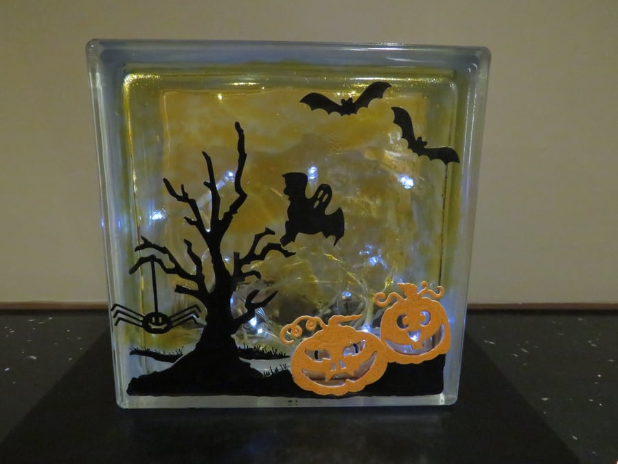 Halloween Light, Halloween Decoration, Spooky Tree Glass Block Light