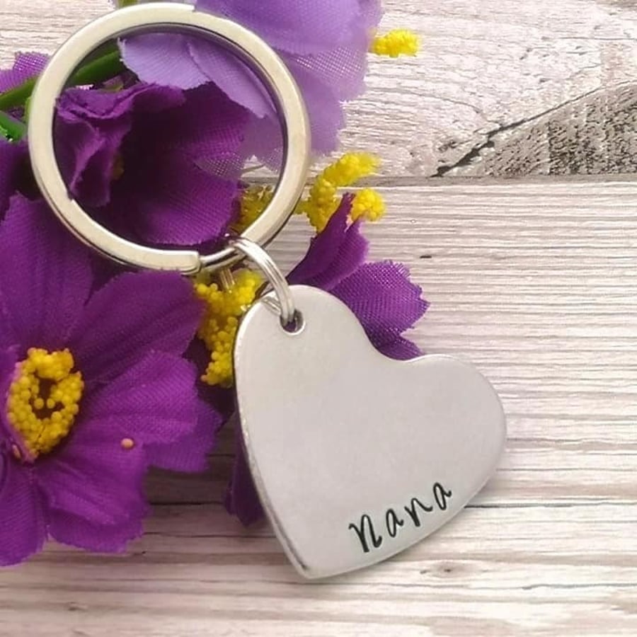 Personalised Heart Keyring - Custom Heart Gift - Name Keychain - Best Friend