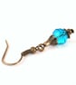 Handmade blue crystal bronze earrings - vintage style - Image 3