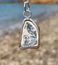 Unique Black & White Pottery and Sterling Silver Pendant - 1318 - Image 3
