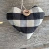 LAVENDER HEART - black and white checked