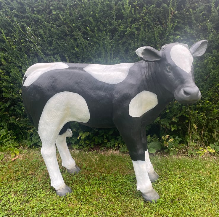 LifeSize Fibreglass Calf, Cow Sculpture in Bla... Folksy