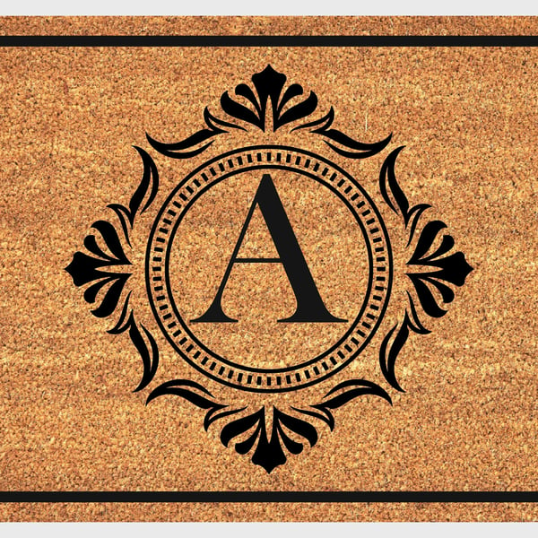 A Letter Door Mat - Monogram Letter A Welcome Mat - 3 Sizes